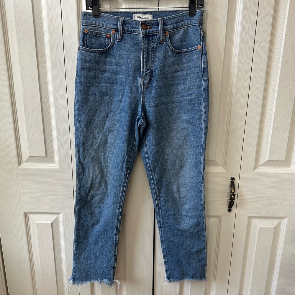 Madewell The Perfect Vintage Jean Classic Denim Fray Ankles Womens Size 26